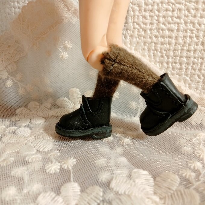 ミディブライス/オビツ11サイズ サイドゴアブーツ:ALLブラック