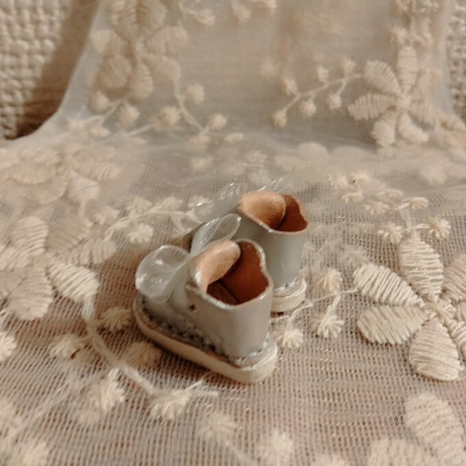 ミディブライス/オビツ11サイズ オーガンジーリボンシューズ:silver