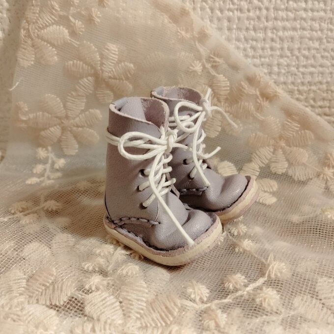 1/6ドールサイズ ブライス用ショート編み上げブーツ ショート丈:pare purple