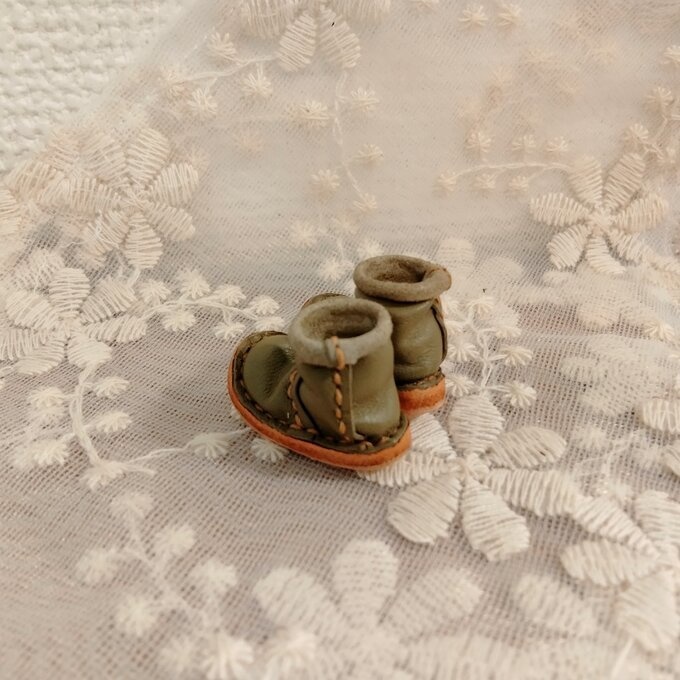 ミディブライス/オビツ11サイズ クシュっとカールブーツ/オリーブ