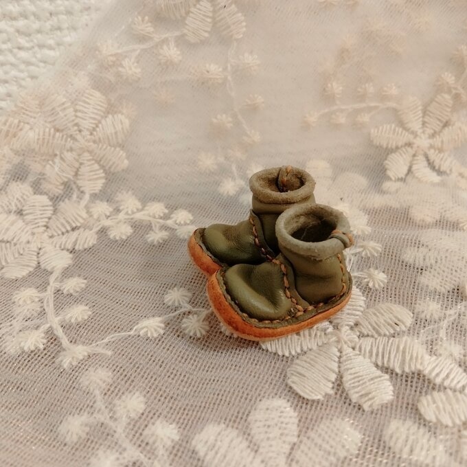 ミディブライス/オビツ11サイズ クシュっとカールブーツ/オリーブ