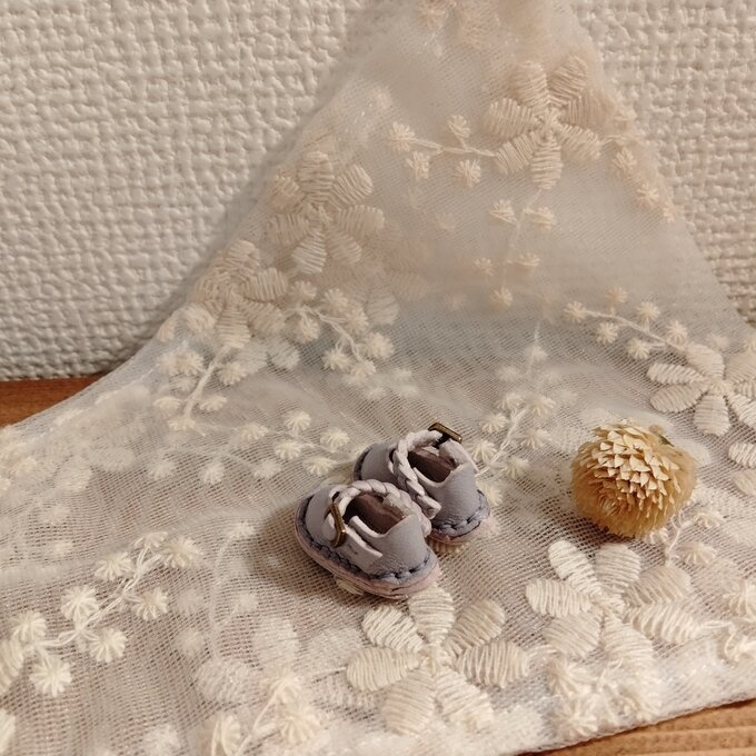 ミディブライス/オビツ11サイズ 三つ編みストラップシューズ/pare purple