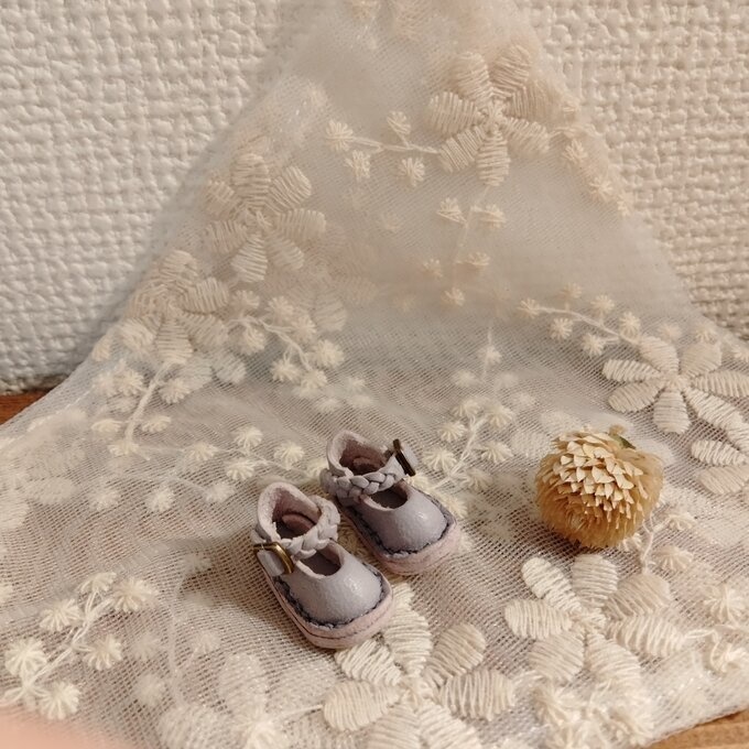 ミディブライス/オビツ11サイズ 三つ編みストラップシューズ/pare purple