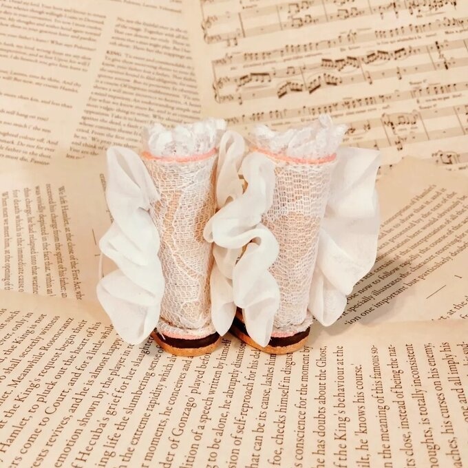 1/6ドール用サイズ:可愛いフリル&レースブーツ