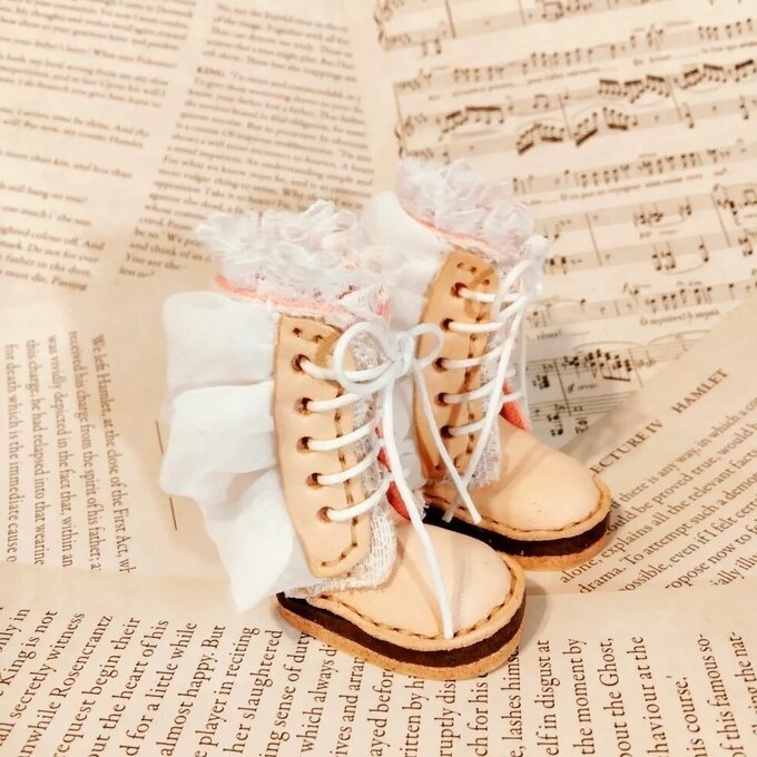 1/6ドール用サイズ:可愛いフリル&レースブーツ