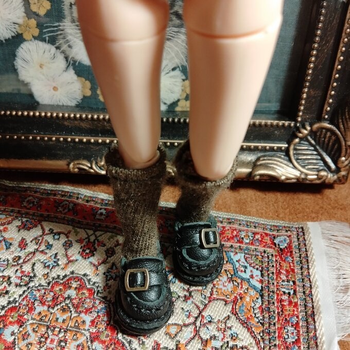 ミディブライス/オビツ11サイズ 本革ローファー:黒