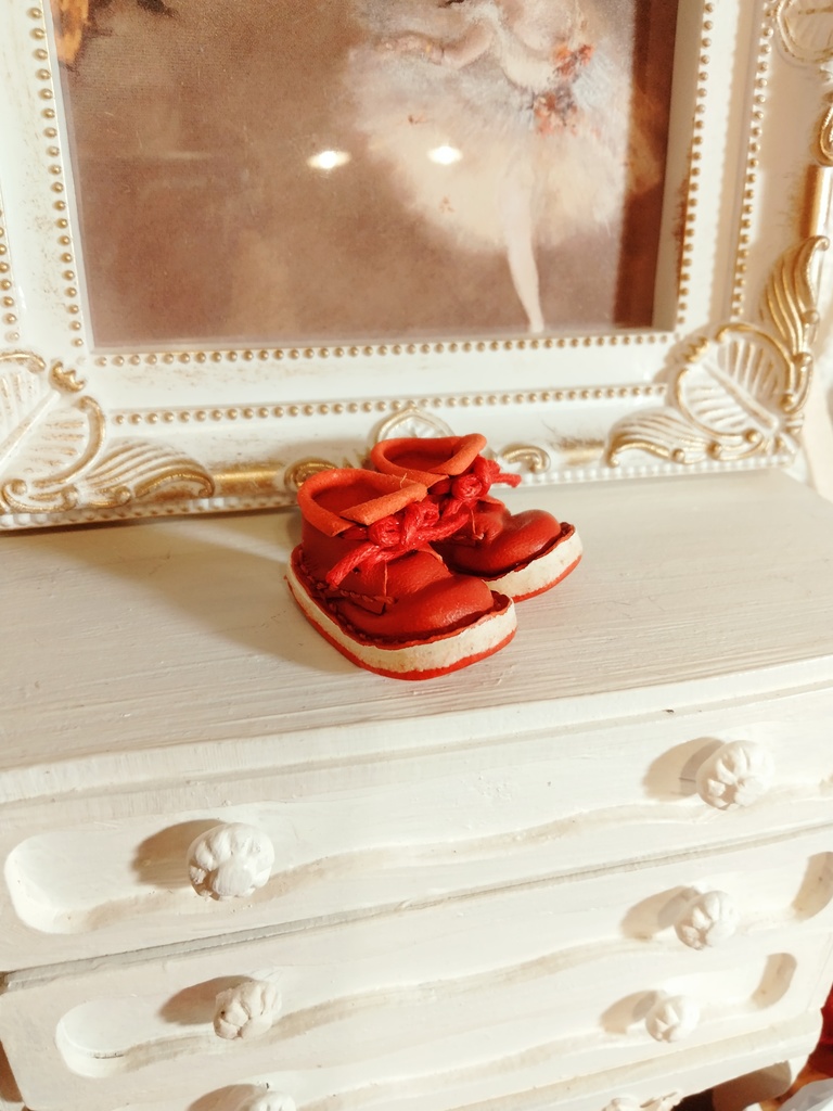 ミディブライス/オビツ11サイズ 本革編み上げショートブーツ/レッド 靴ひも赤