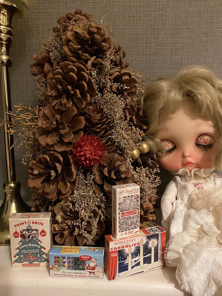 【クリスマス限定】ヴィンテージ風クリスマスデコレーションボックス(ミニチュアセット)1/6または、1/12サイズ