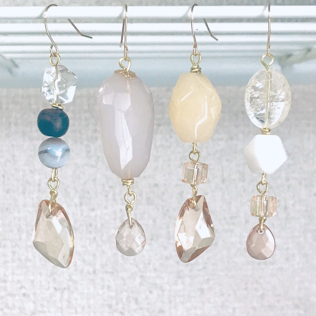 春色アシンメトリーピアス4種
