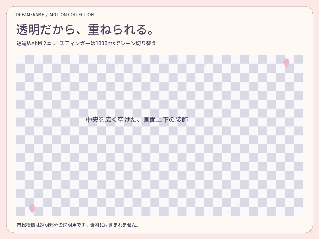 【動く配信素材6本】いちごのピクニック|VTuber・OBS待機画面&透過トランジション