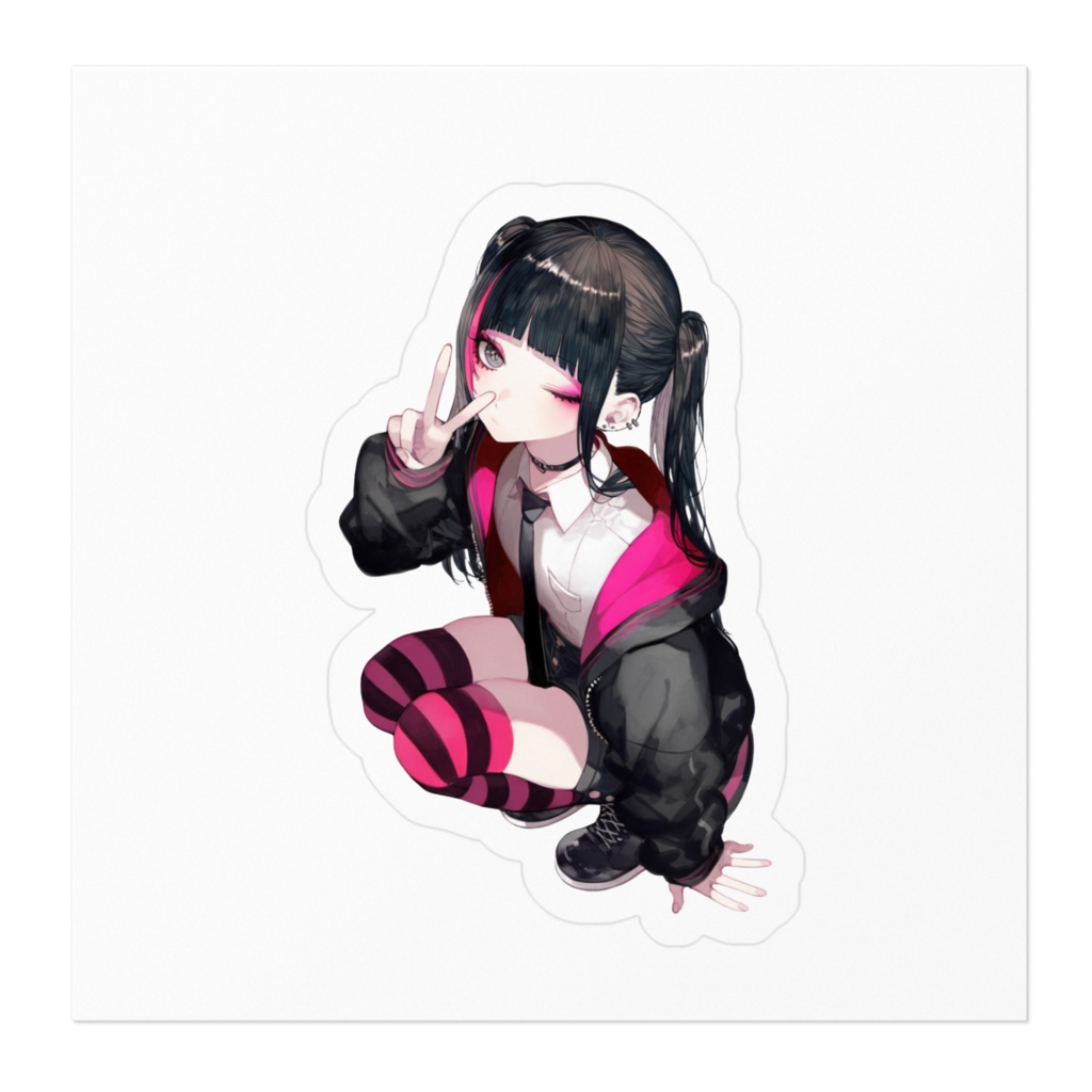 地雷系ひよこ店長ステッカー(ウィンク)