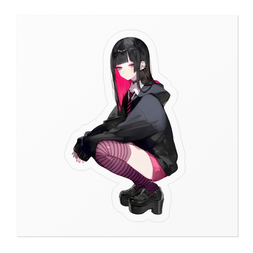 地雷系ひよこ店長ステッカー(おすわり)