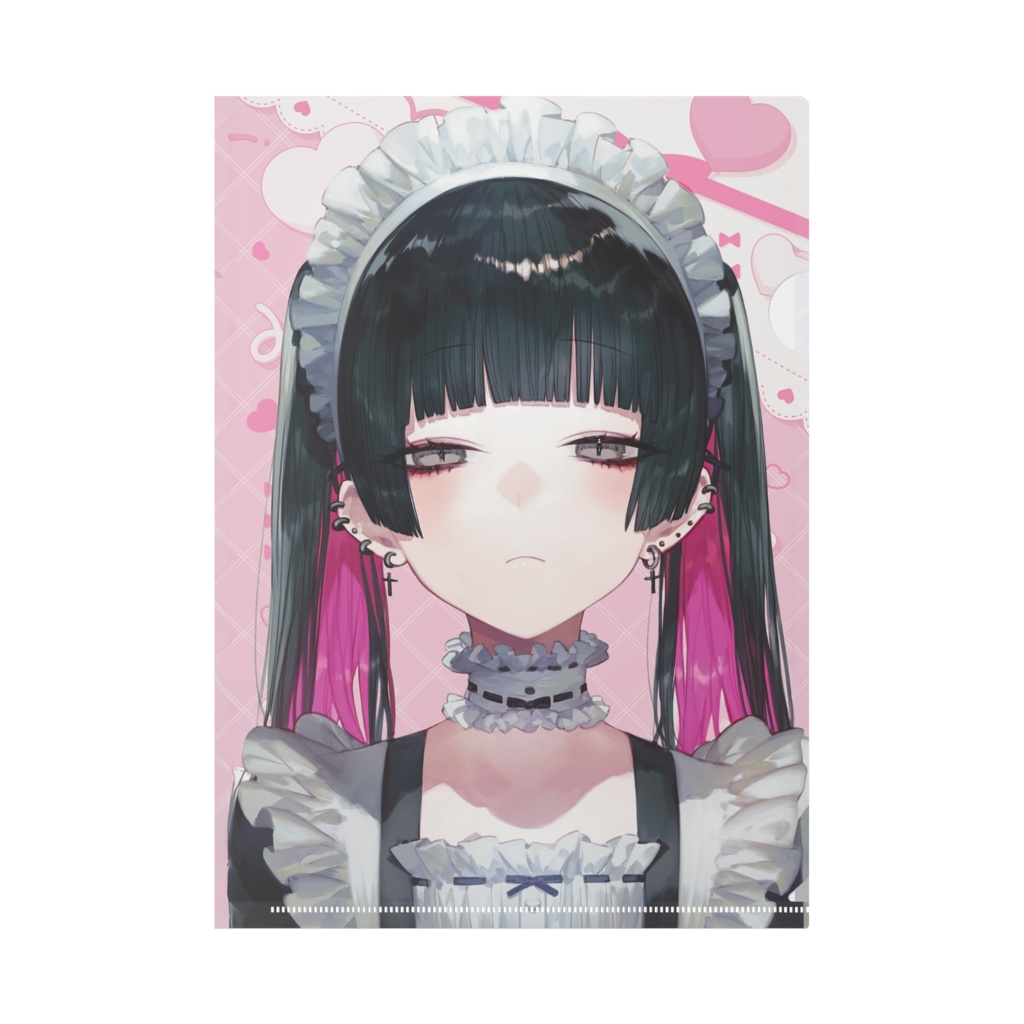地雷系ひよこ店長メイド(ナチュラルメイク)両面クリアファイル(A4)