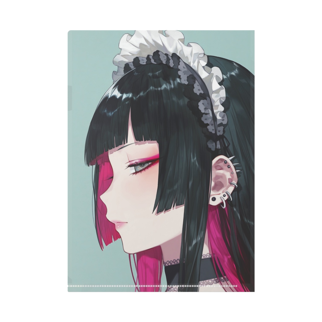 地雷系ひよこ店長メイド(フルメイク)両面クリアファイル(A4)