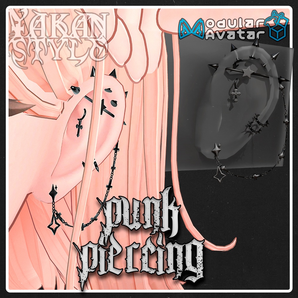 【MA対応】 ボディピアス Punk Earrings (全アバター)