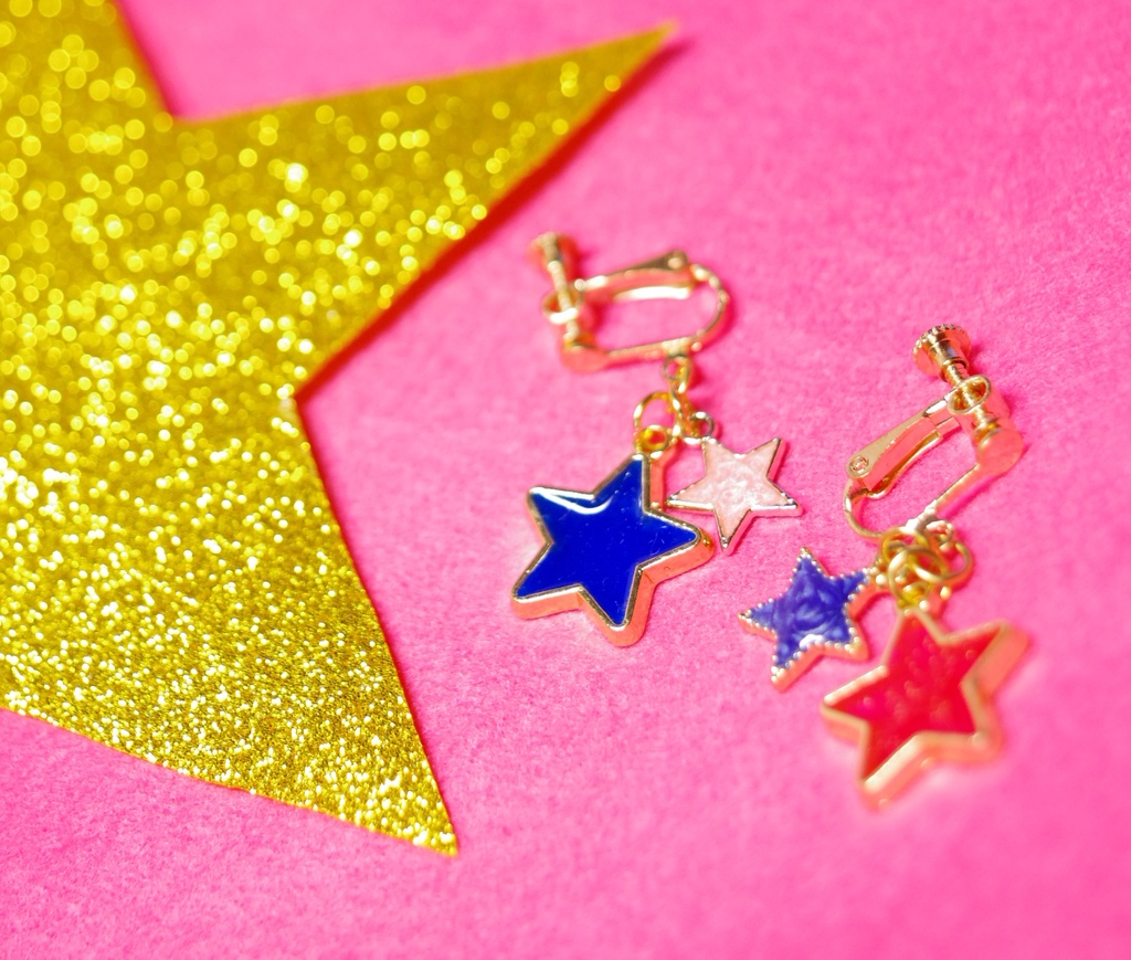 スターピンク&ブルー イヤリング・ピアス