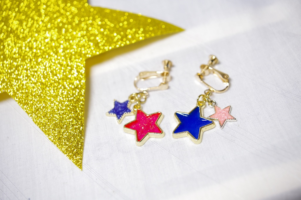スターピンク&ブルー イヤリング・ピアス