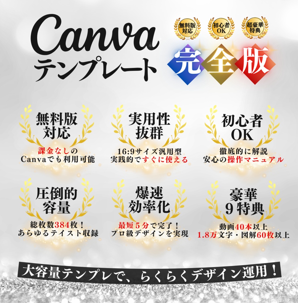 【384枚】完全版Canva16:9デザインテンプレートデータ&豪華特典マニュアル