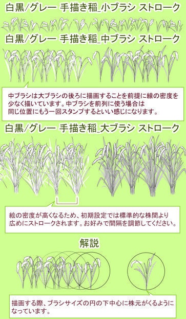 手描き稲ブラシ(クリスタ/PSD/PNG)