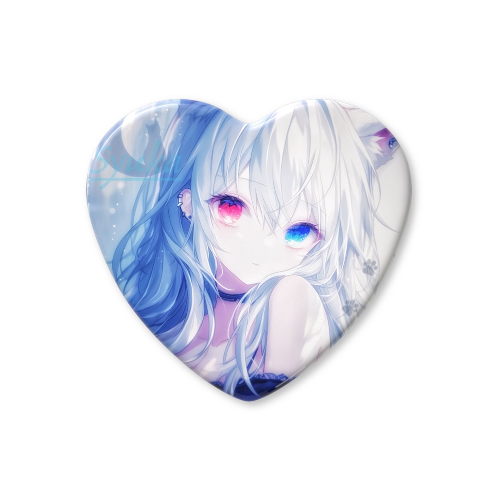 水瀬しゅか　ハート型の缶バッチ