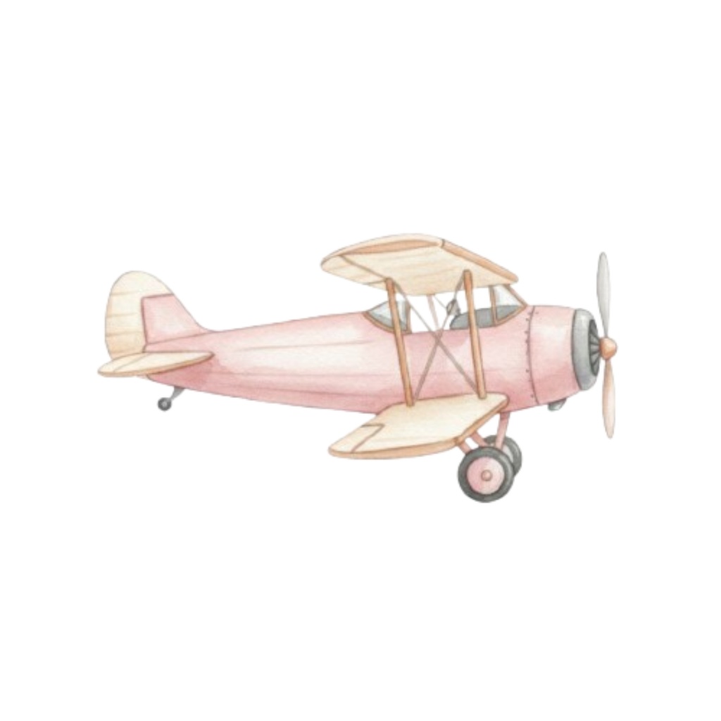 水彩ピンクのアンティークで可愛い旅行クリップアート10セット(PNG透過)