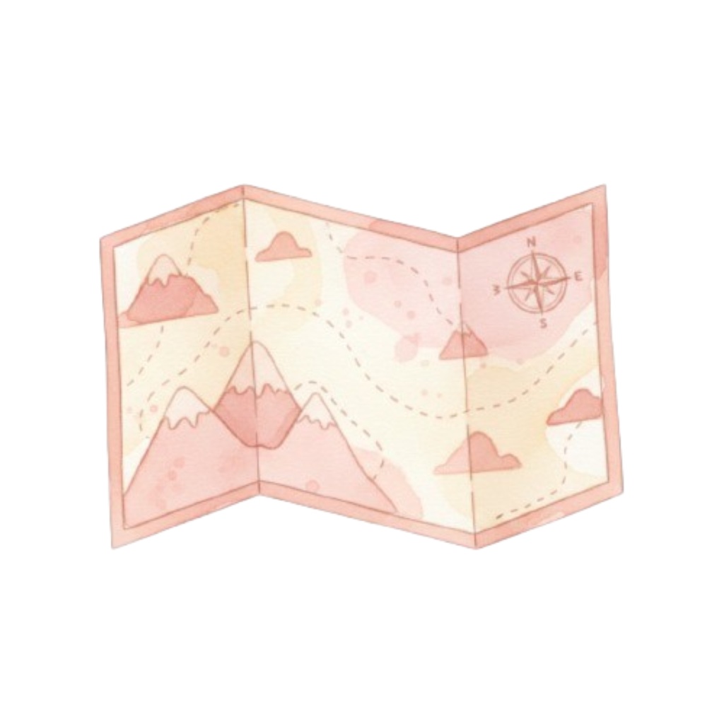 水彩ピンクのアンティークで可愛い旅行クリップアート10セット(PNG透過)