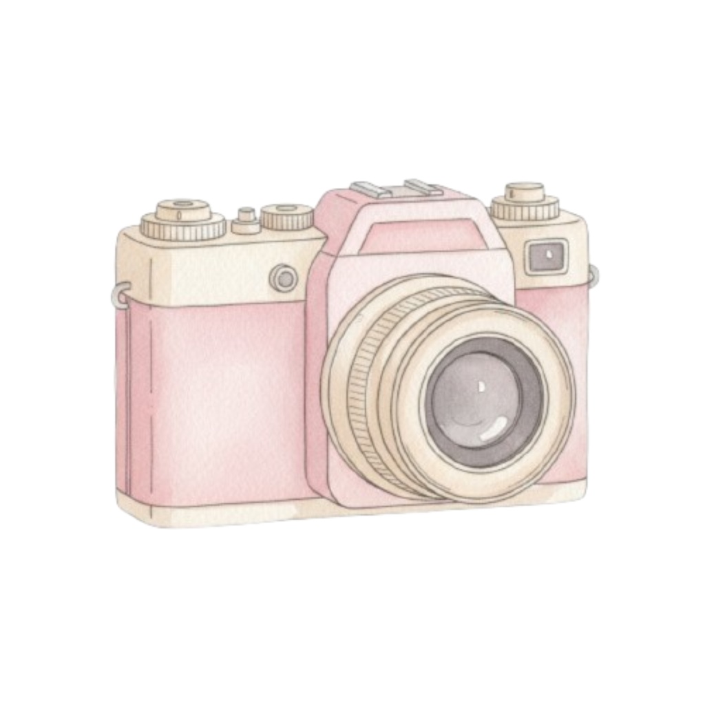 水彩ピンクのアンティークで可愛い旅行クリップアート10セット(PNG透過)