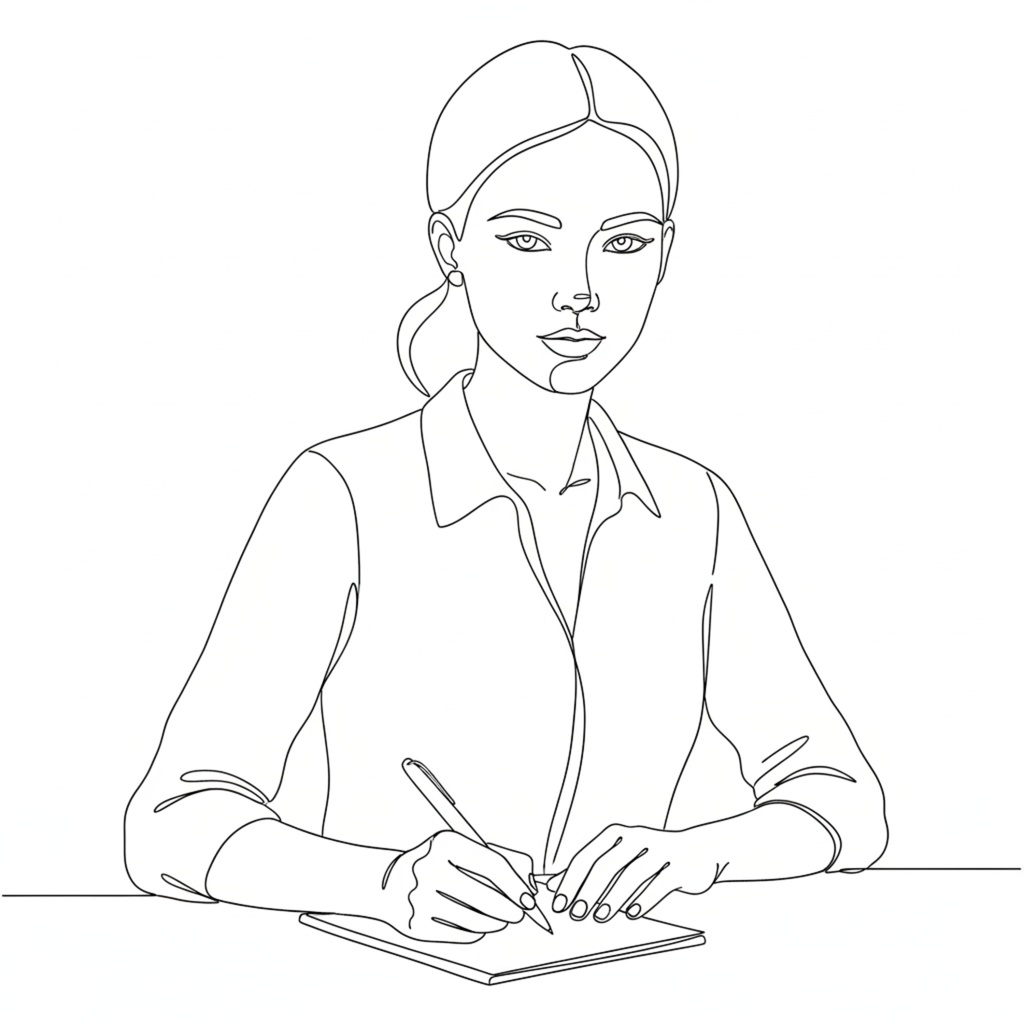 一筆書き風「working woman」クリップアート20点セット