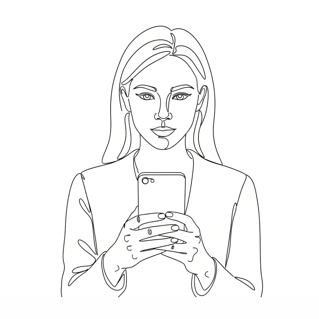 一筆書き風「working woman」クリップアート20点セット