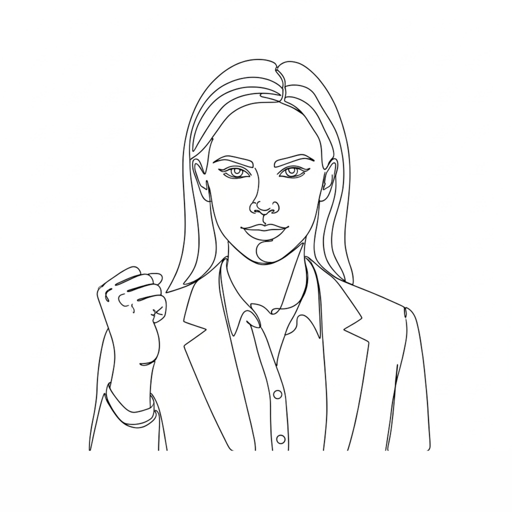 一筆書き風「working woman」クリップアート20点セット