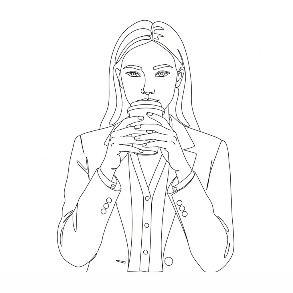 一筆書き風「working woman」クリップアート20点セット