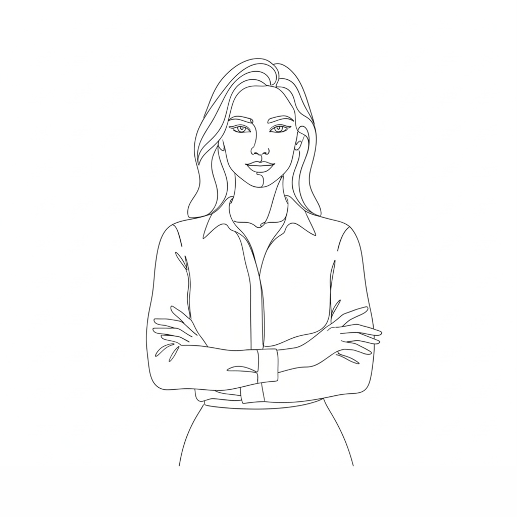 一筆書き風「working woman」クリップアート20点セット