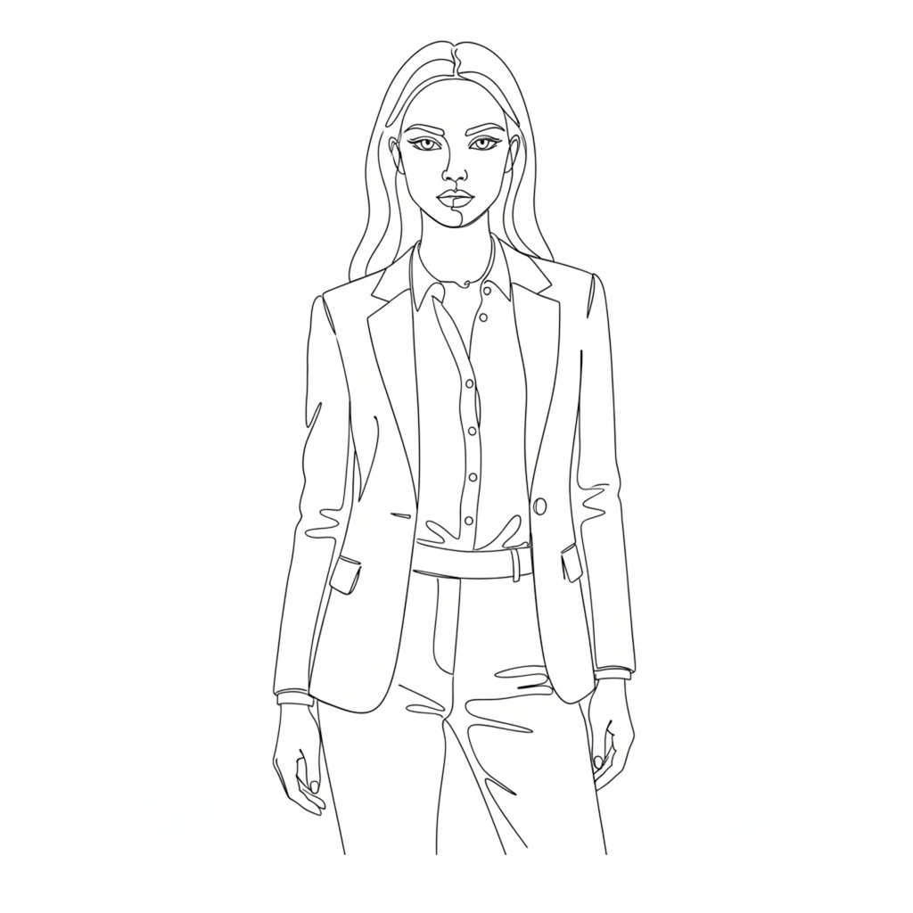 一筆書き風「working woman」クリップアート20点セット