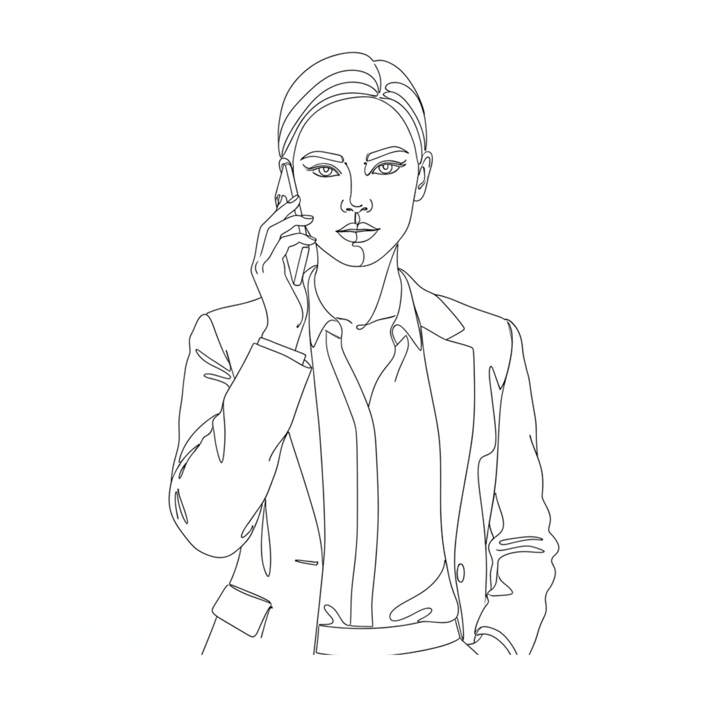 一筆書き風「working woman」クリップアート20点セット