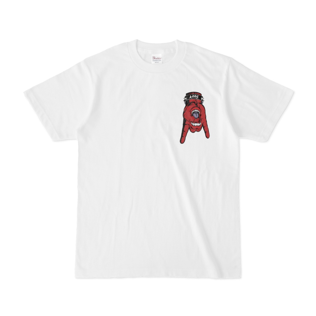 メロイックハンド 表赤 裏青(T-shirt White)