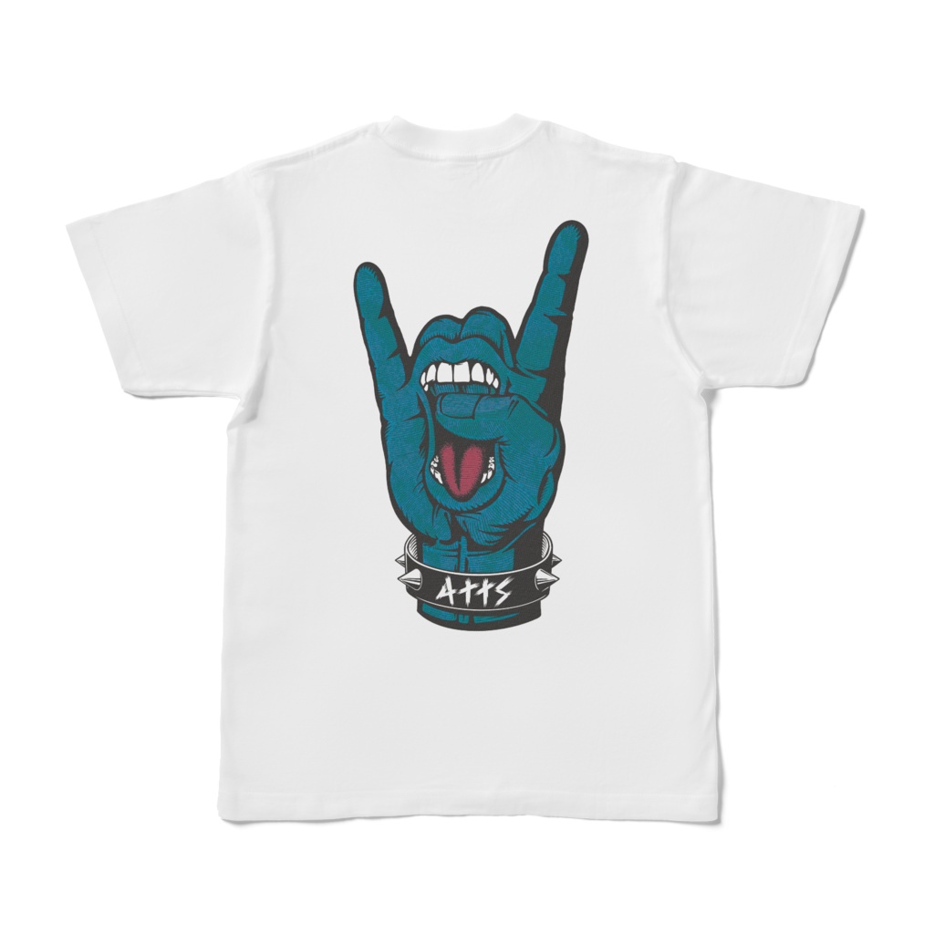 メロイックハンド 表赤 裏青（T-shirt White）