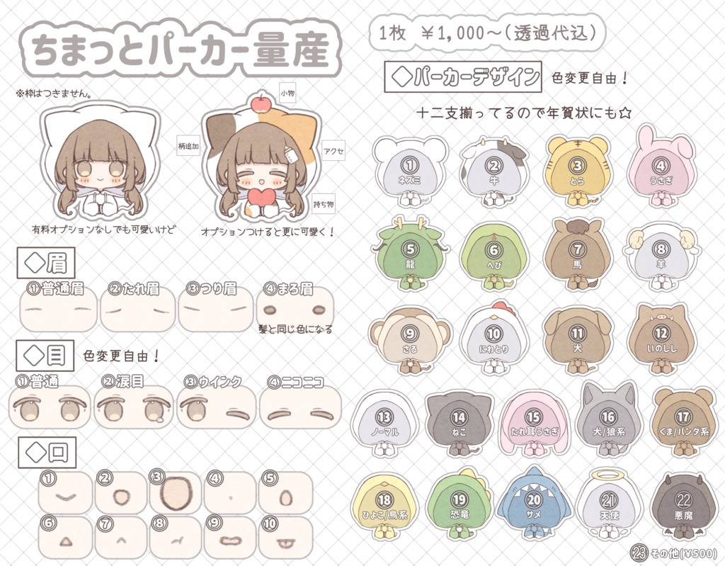ちまっとパーカー量産イラスト