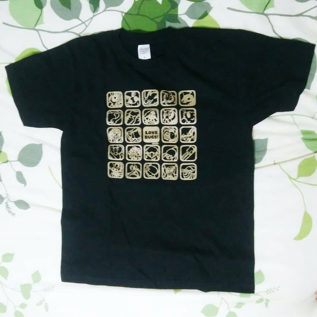 【Love Bugs!】むしアイコン Tシャツ(ブラック×ゴールド)