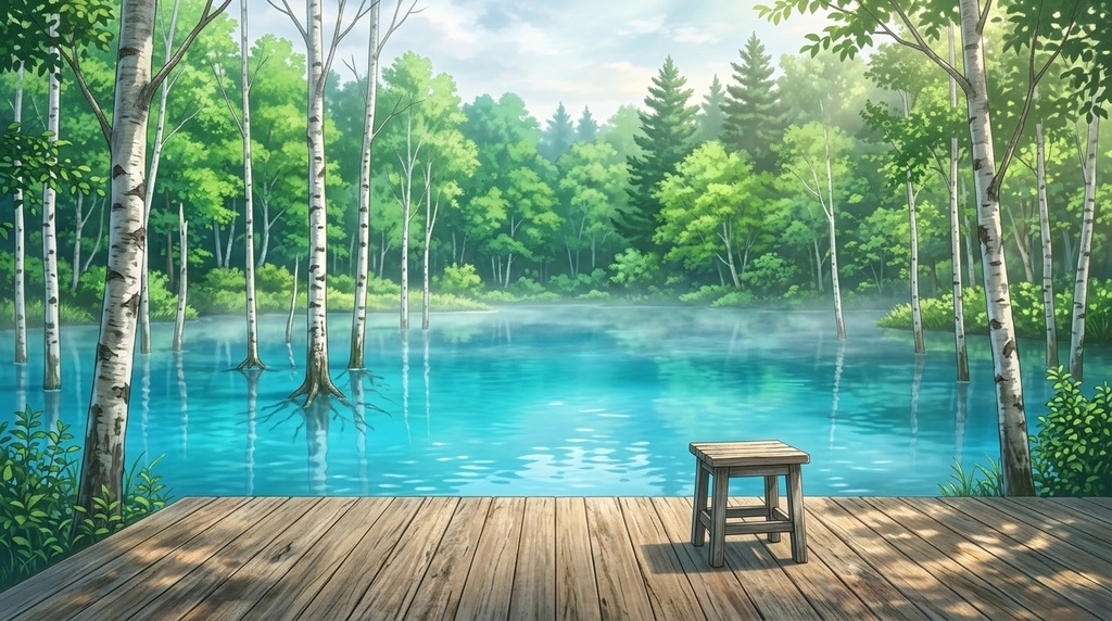 【無料/低画質版】夏の北海道・絶景旅背景3種セット(富良野/函館/美瑛の青い池)【雑談配信用】