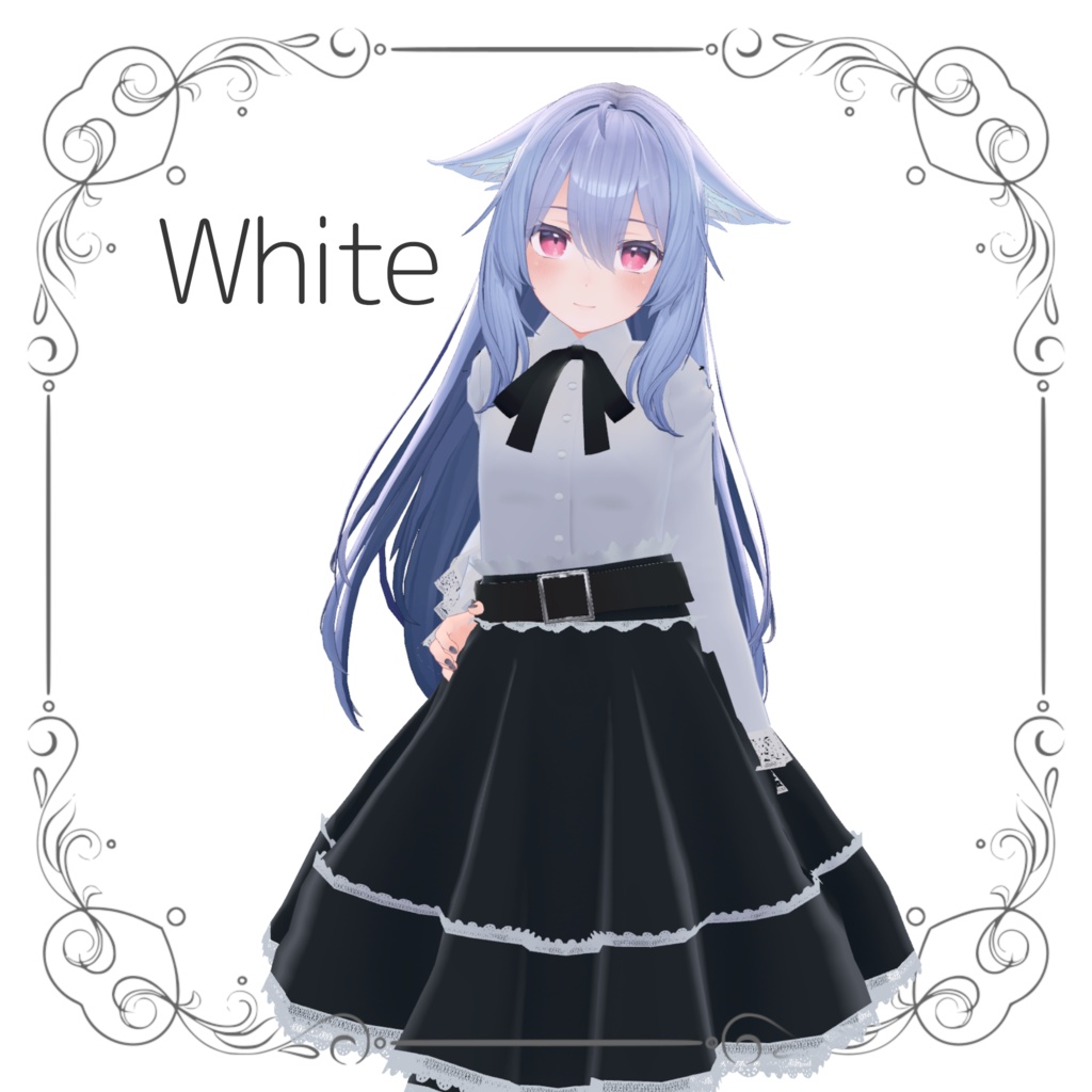 【桔梗/萌/ルフィナ】レースブラウス セットアップ【3Dモデル】