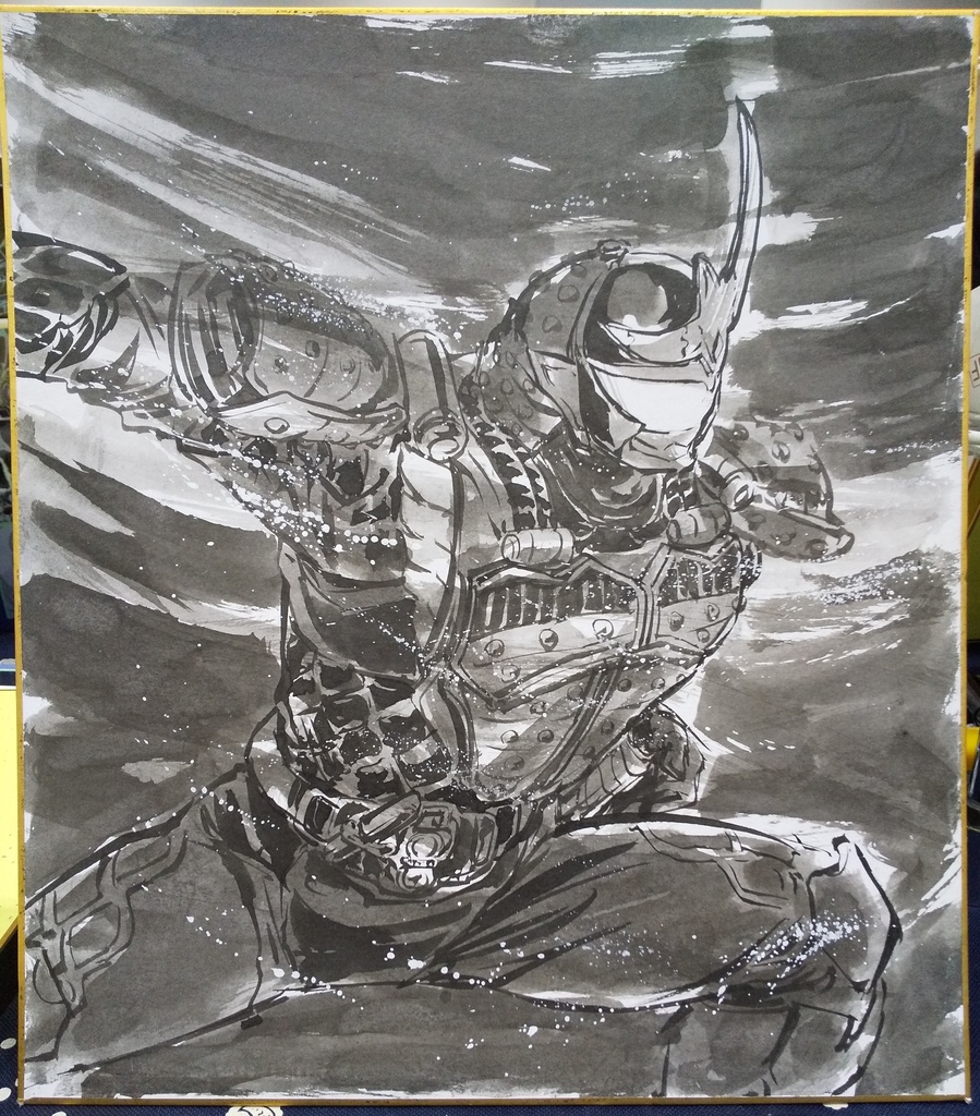 ２０２５冬コミイラスト色紙：鎧武