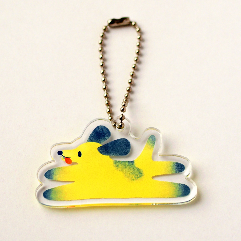 Jump Dog / イエロー アクリルキーホルダー