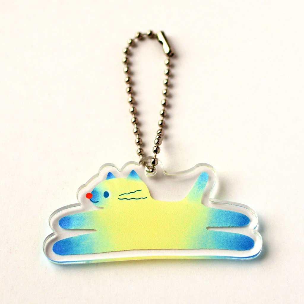 Jump Cat / イエロー アクリルキーホルダー