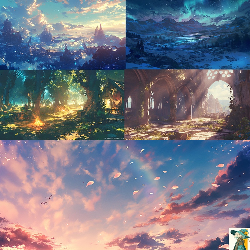 *OPEN記念*リアル×ファンタジー 背景素材【無料お試し】5枚セット