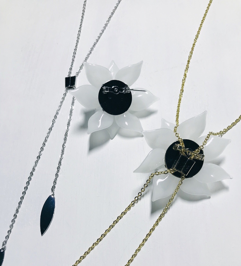 【受注製作】《リュミエの花》ループタイ&ブローチ