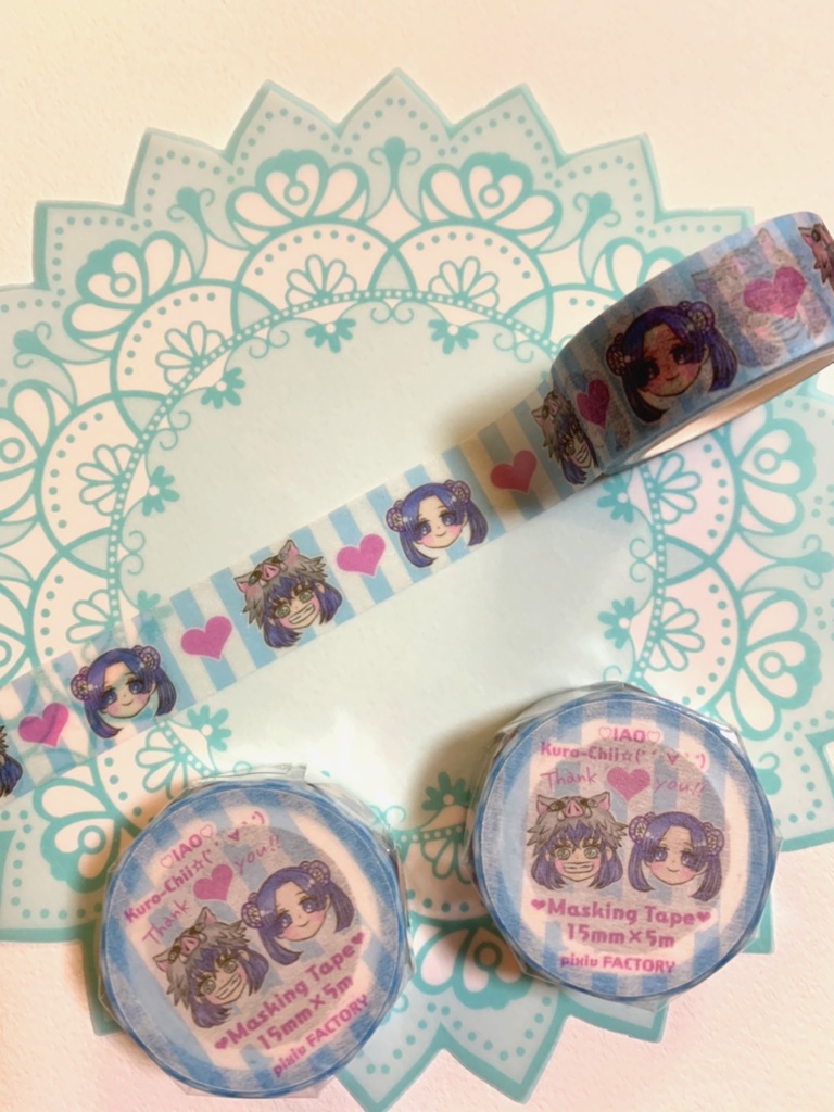 【送料込み!】伊アオ★ラブラブマスキングテープ♡+おまけminiシール15柄付き!
