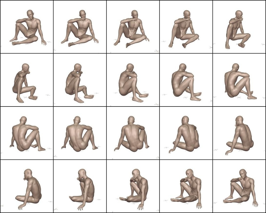 作画用の男性ボディポーズ集 基本の体型編