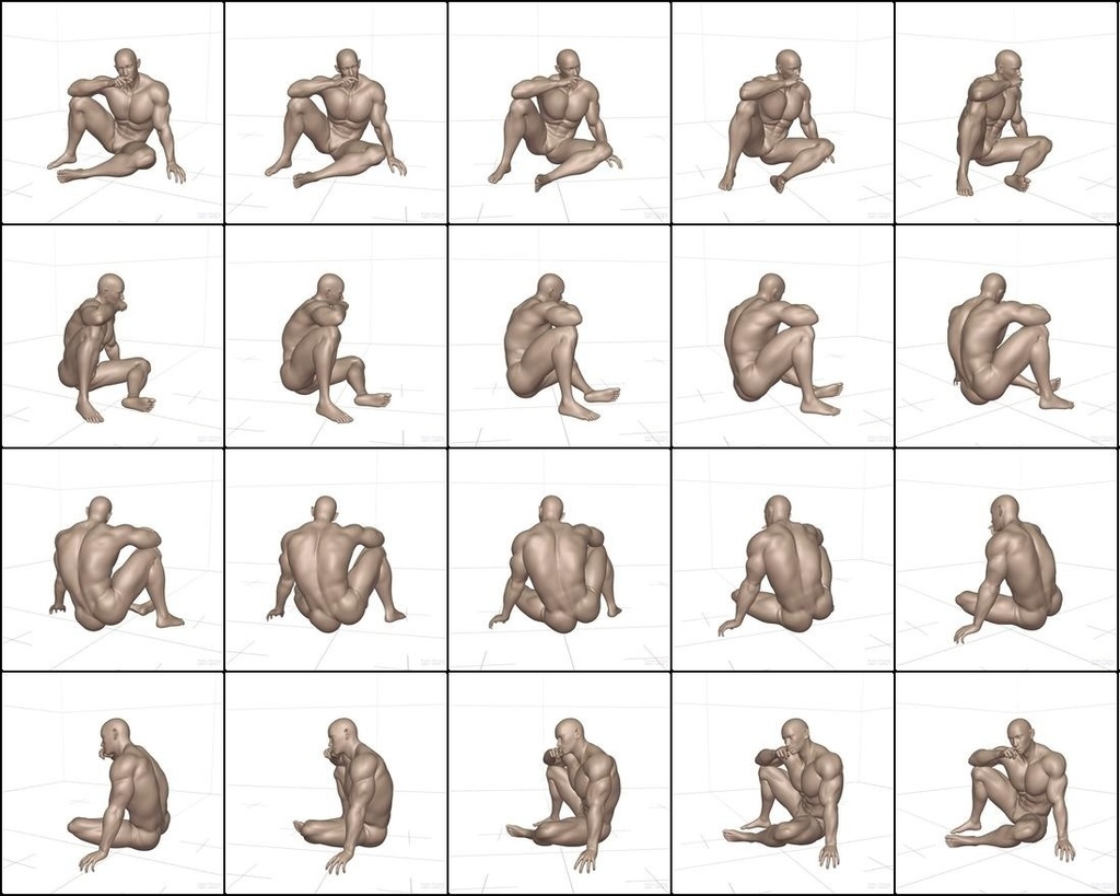 作画用の男性ボディポーズ集 アスリート体型編