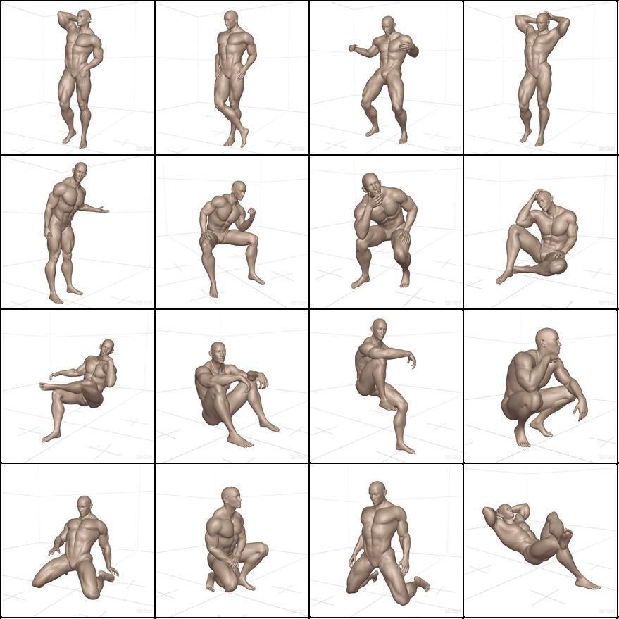 作画用の男性ボディポーズ集 アスリート体型編
