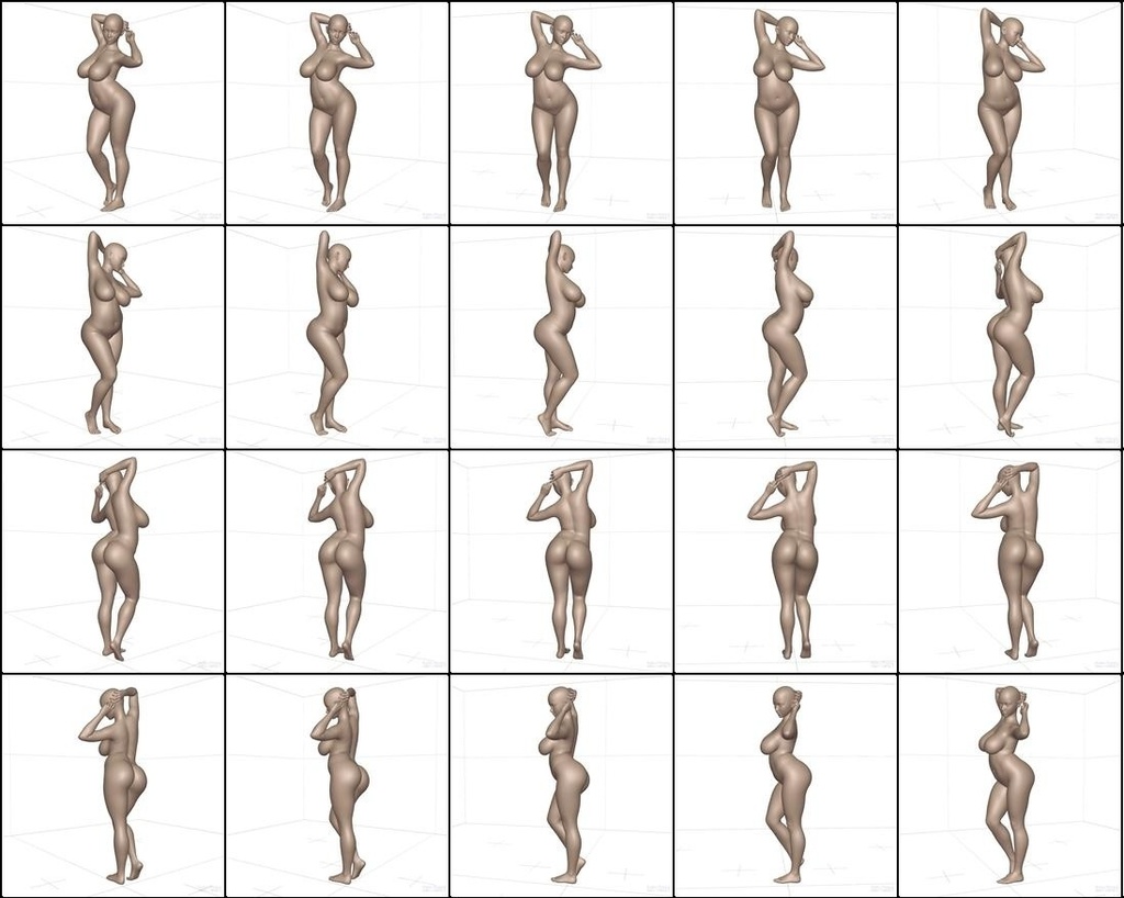 作画用の女体ポーズ集 ムチムチ体型編